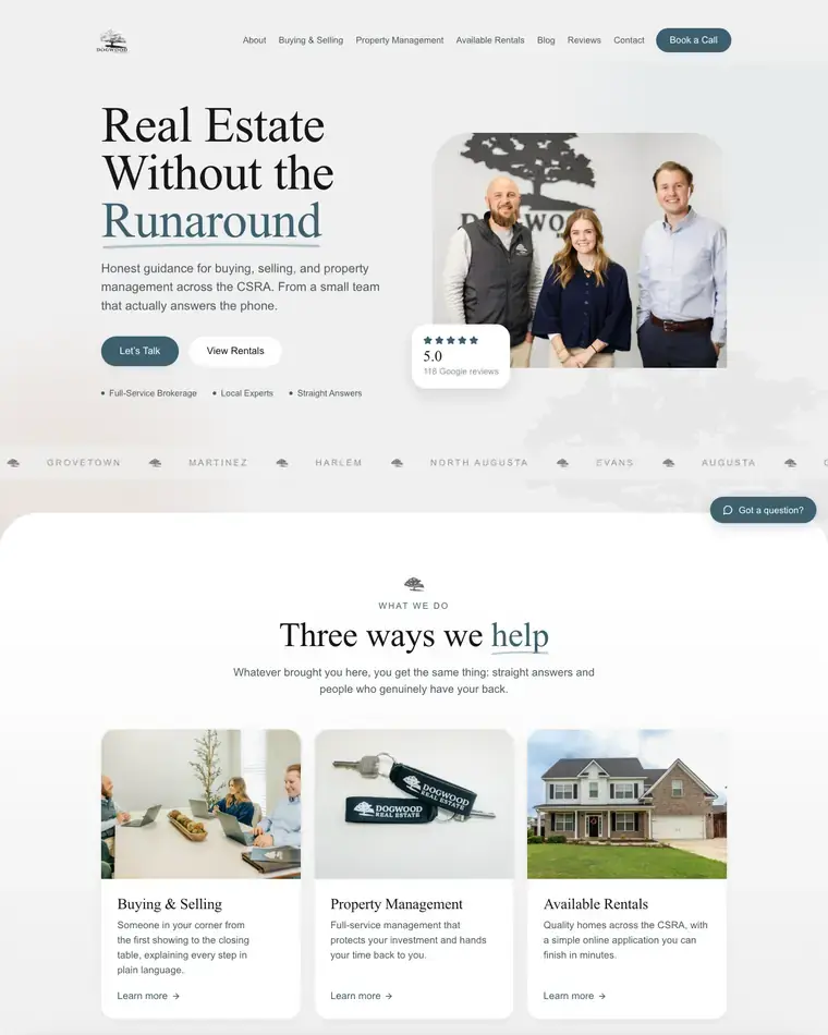 The Dogwood Real Estate homepage